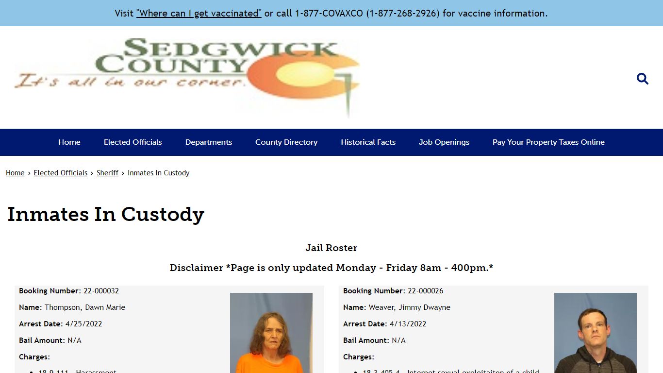 Inmates In Custody | Sedgwick County - Colorado